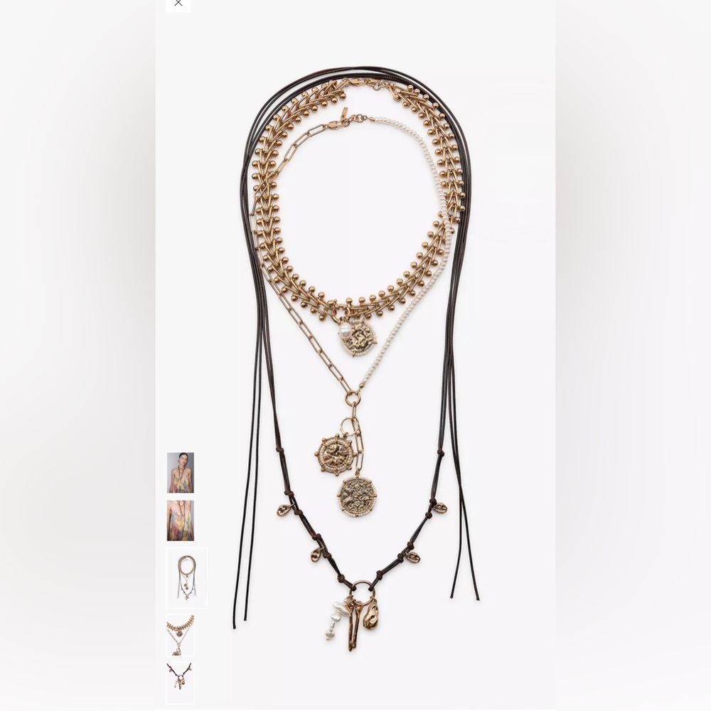 NWT Zara 3-РАСК OF PEARL MEDALLION NECKLACES